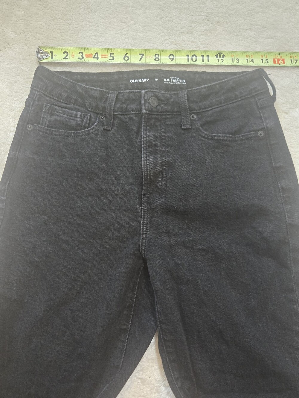 Old Navy Black OG Straight High-Rise Casual Everyday Basic Jeans, Size 10 - Picture 3 of 8